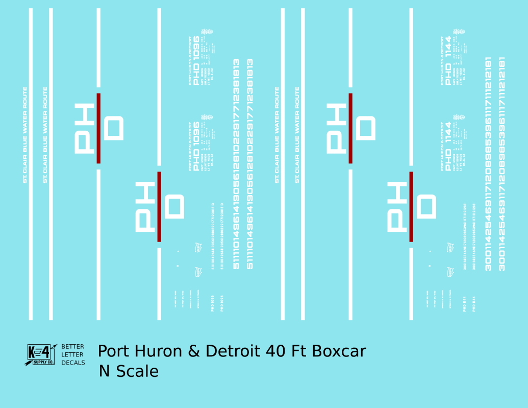 Port Huron and Detroit 40 Ft Steel Boxcar White and Red