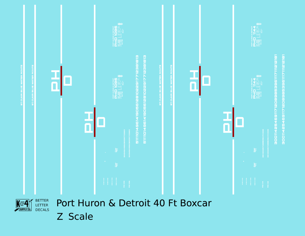 Port Huron and Detroit 40 Ft Steel Boxcar White and Red