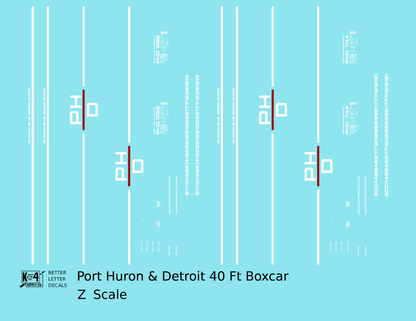 Port Huron and Detroit 40 Ft Steel Boxcar White and Red