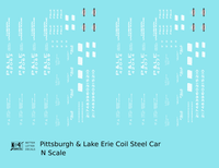 Pittsburgh and Lake Erie Coil Steel Car White  - Decal - Choose Scale