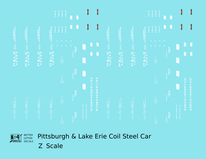 Pittsburgh and Lake Erie Coil Steel Car White P&LE NYC New York Central