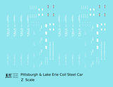 Pittsburgh and Lake Erie Coil Steel Car White  - Decal - Choose Scale