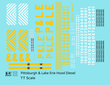 Pittsburgh and Lake Erie Diesel Locomotive Yellow and White  - Decal - Choose Scale