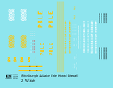 Pittsburgh and Lake Erie Diesel Locomotive Yellow and White  - Decal - Choose Scale
