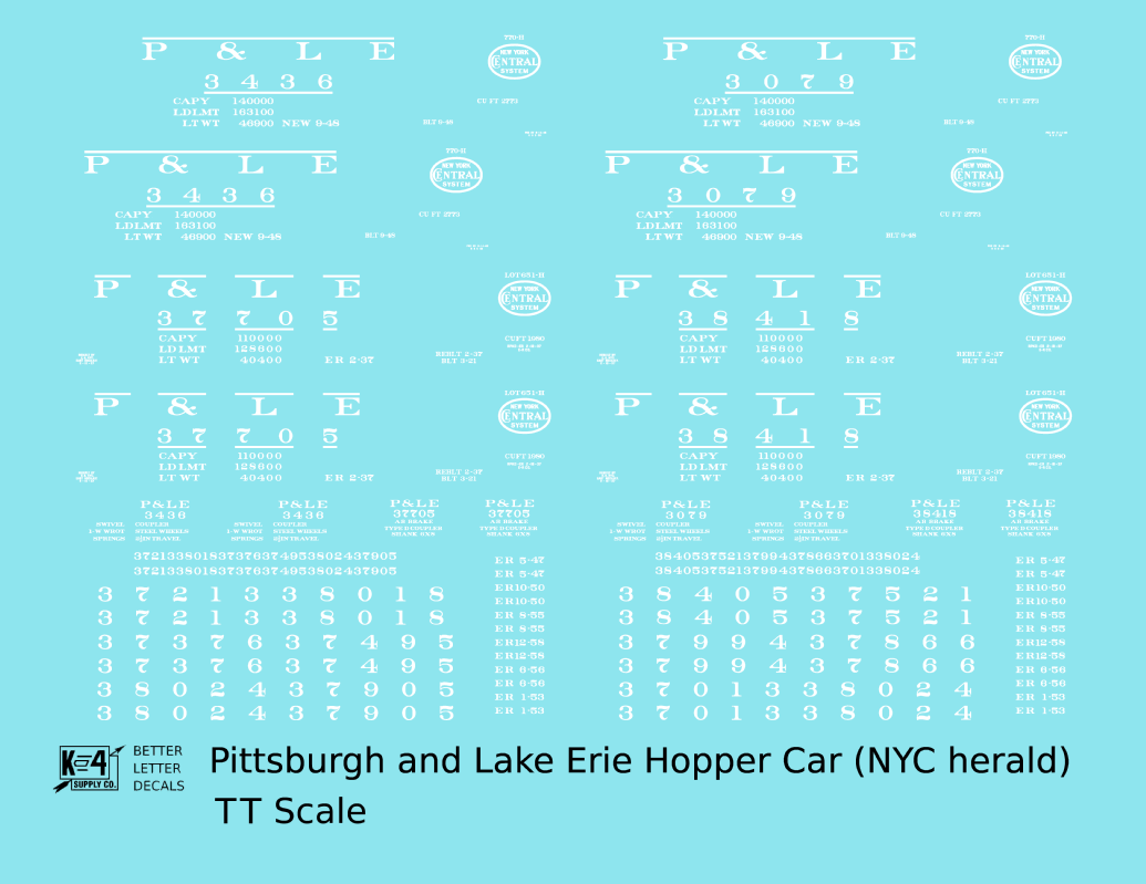 Pittsburgh and Lake Erie 55, 70 Ton Hopper Car White New York Central