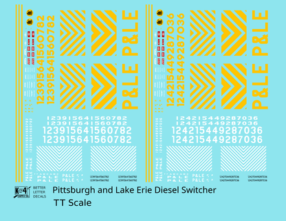 Pittsburgh and Lake Erie Diesel Switcher Locomotive Yellow and White  - Decal - Choose Scale