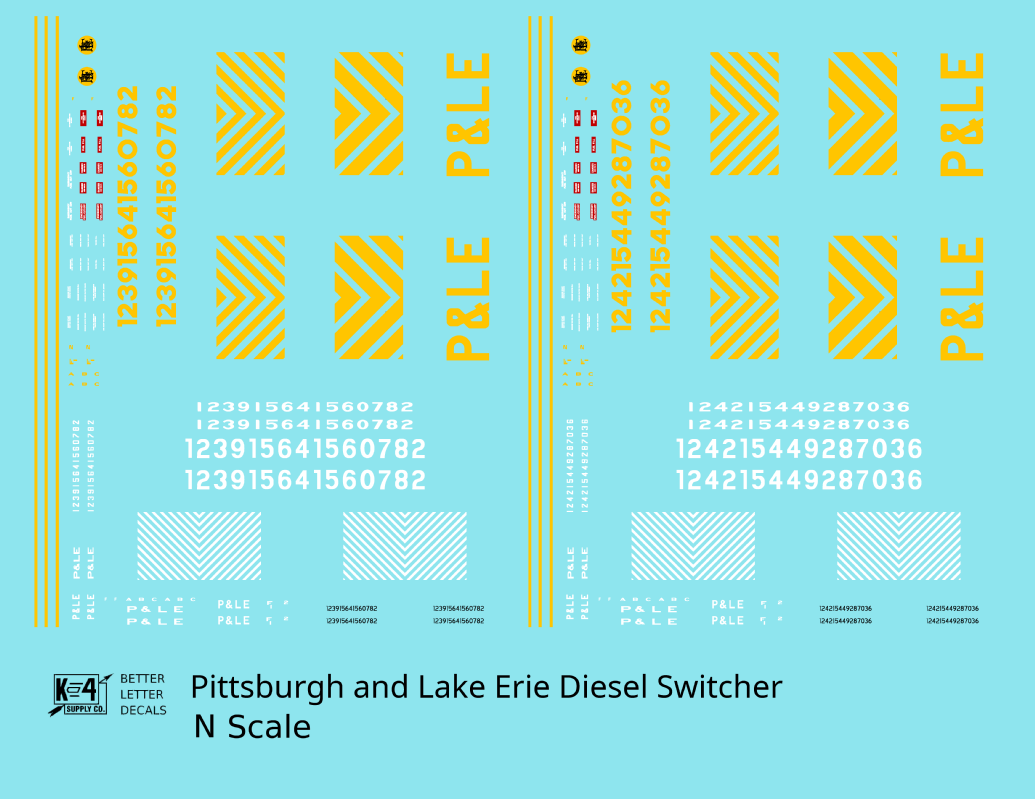 Pittsburgh and Lake Erie Diesel Switcher Locomotive Yellow and White  - Decal - Choose Scale