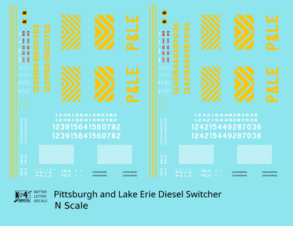 Pittsburgh and Lake Erie Diesel Switcher Locomotive Yellow and White  - Decal - Choose Scale