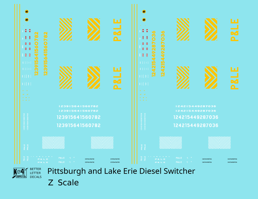 Pittsburgh and Lake Erie Diesel Switcher Locomotive Yellow and White  - Decal - Choose Scale