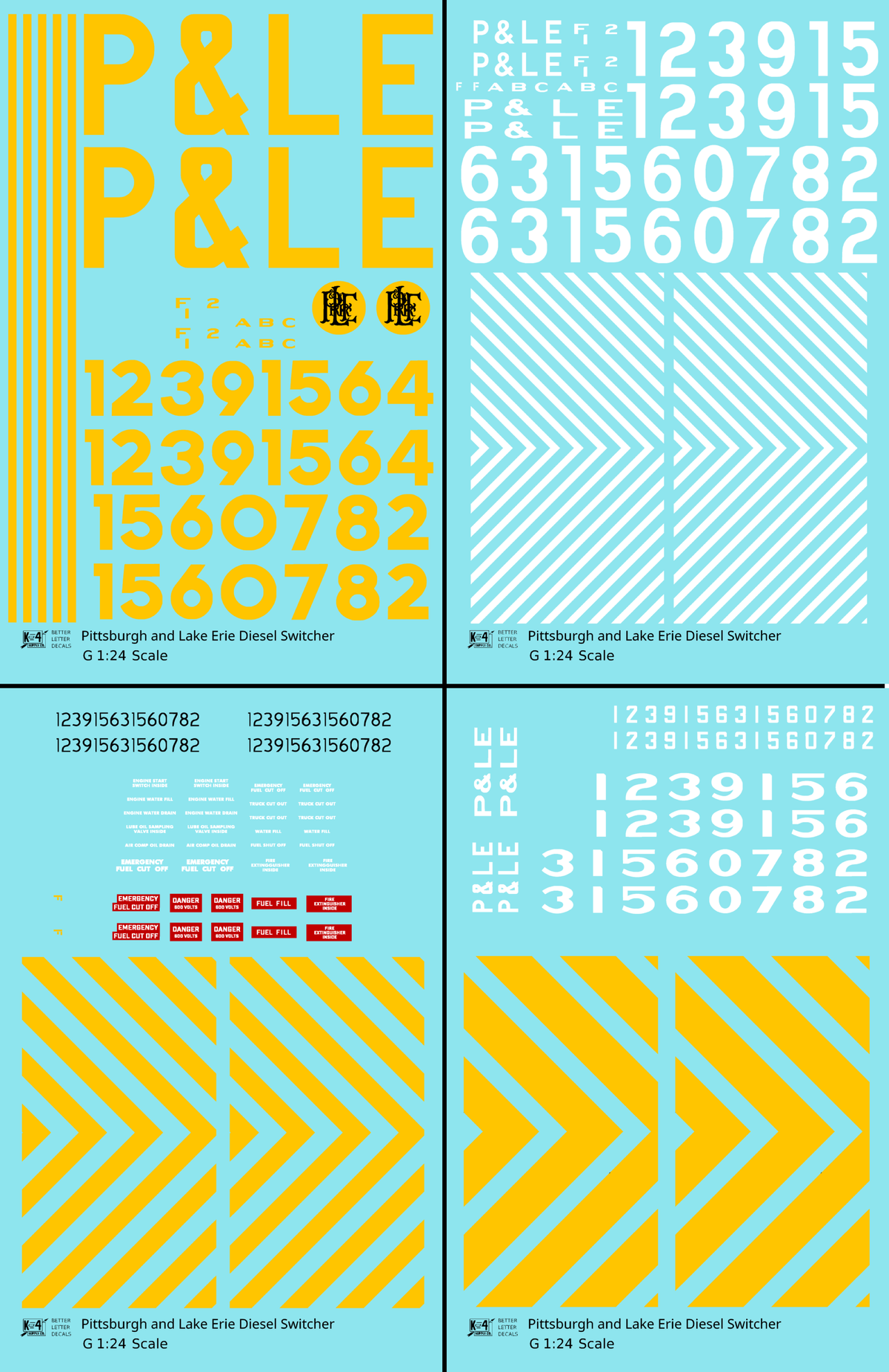 Pittsburgh and Lake Erie Diesel Switcher Locomotive Yellow and White  - Decal - Choose Scale
