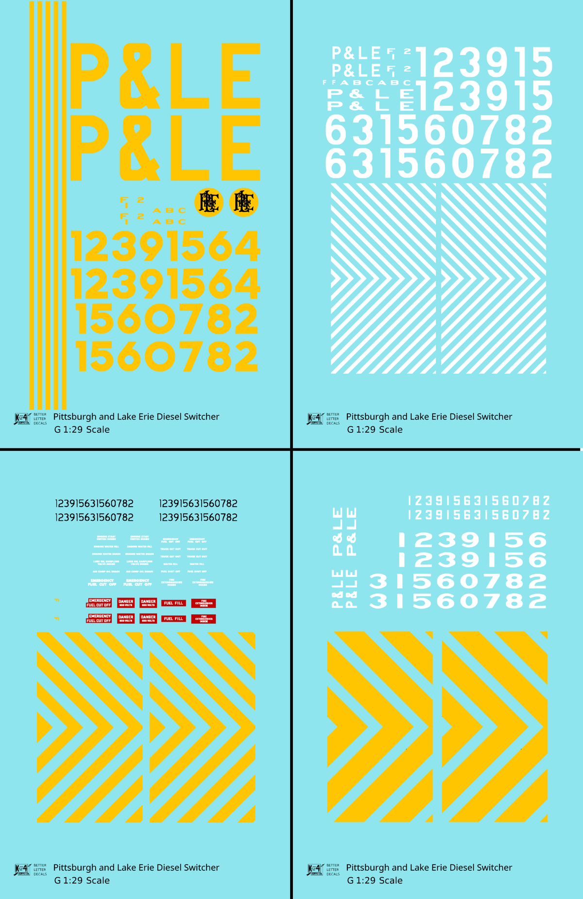 Pittsburgh and Lake Erie Diesel Switcher Locomotive Yellow and White  - Decal - Choose Scale