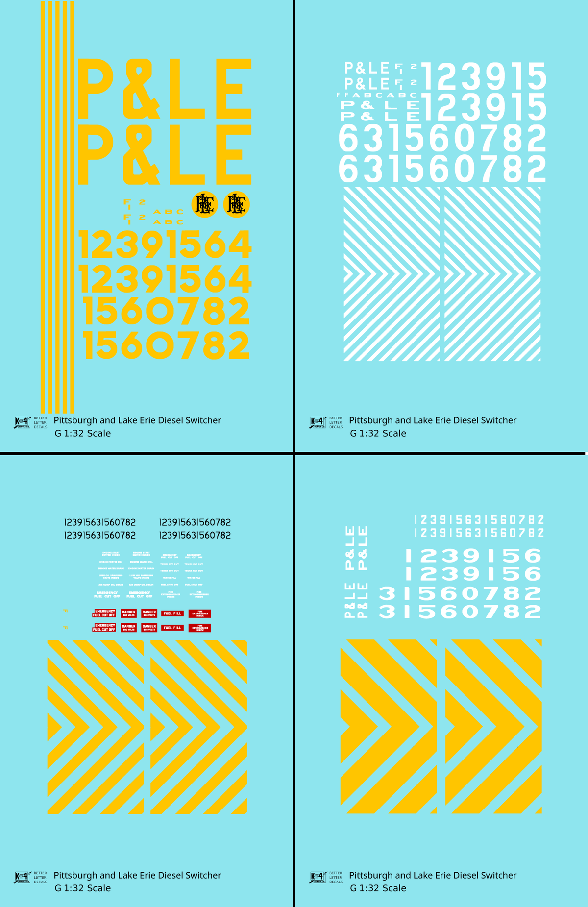 Pittsburgh and Lake Erie Diesel Switcher Locomotive Yellow and White  - Decal - Choose Scale