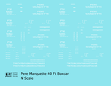 Pere Marquette 40 Ft Steel Boxcar White  - Decal - Choose Scale