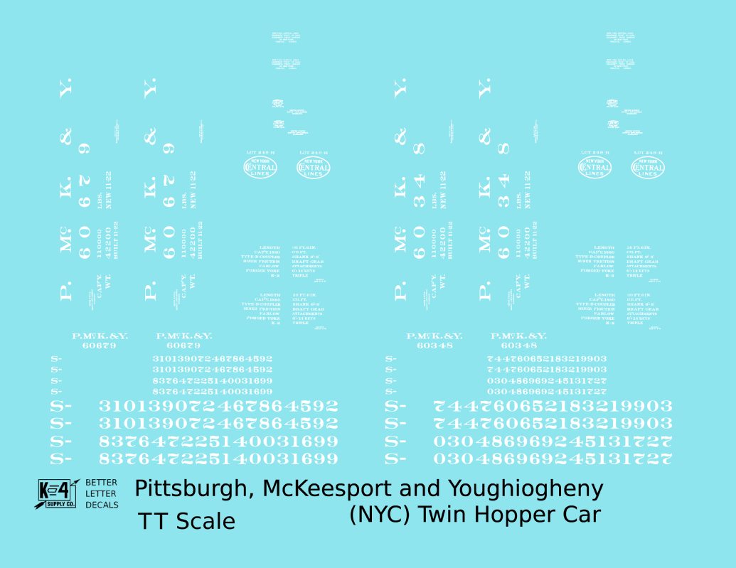 PMcK&Y Twin Hopper Car White New York Central
