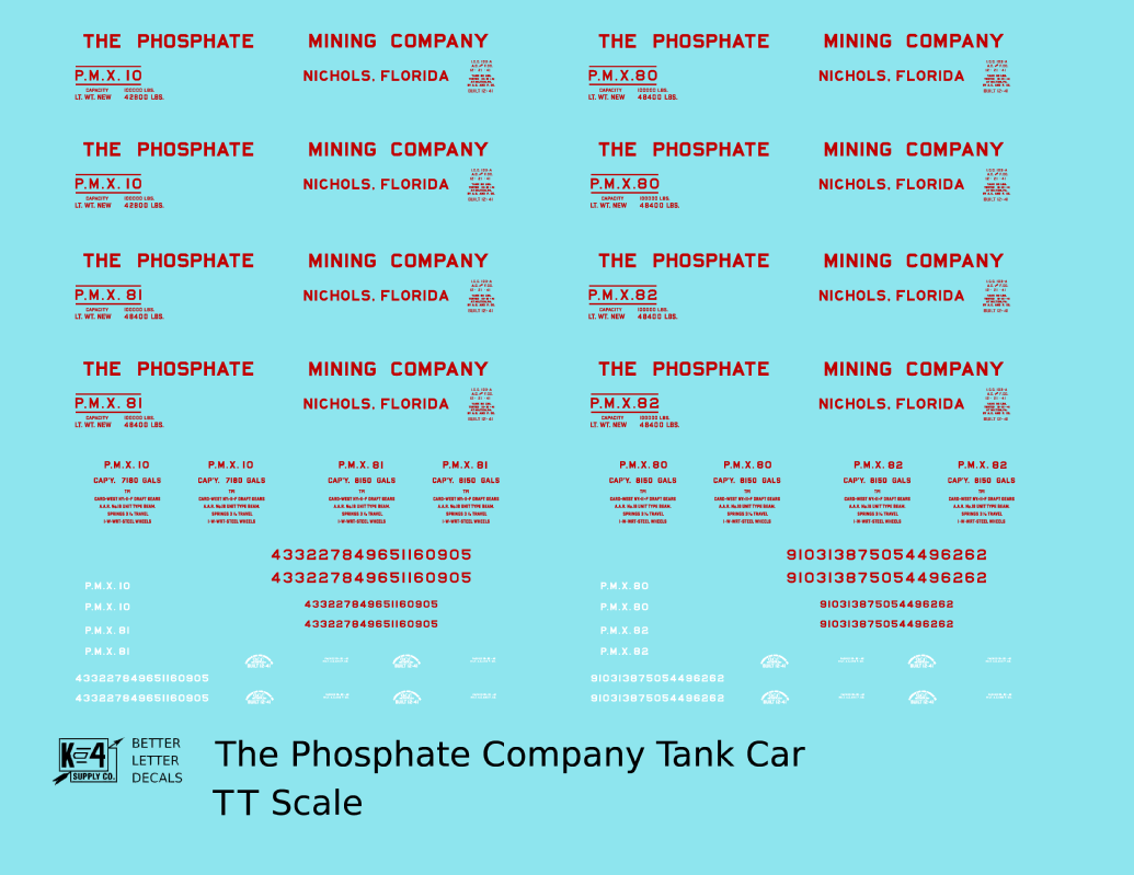The Phosphate Mining Company Tank Car Red and White Nichols, Florida