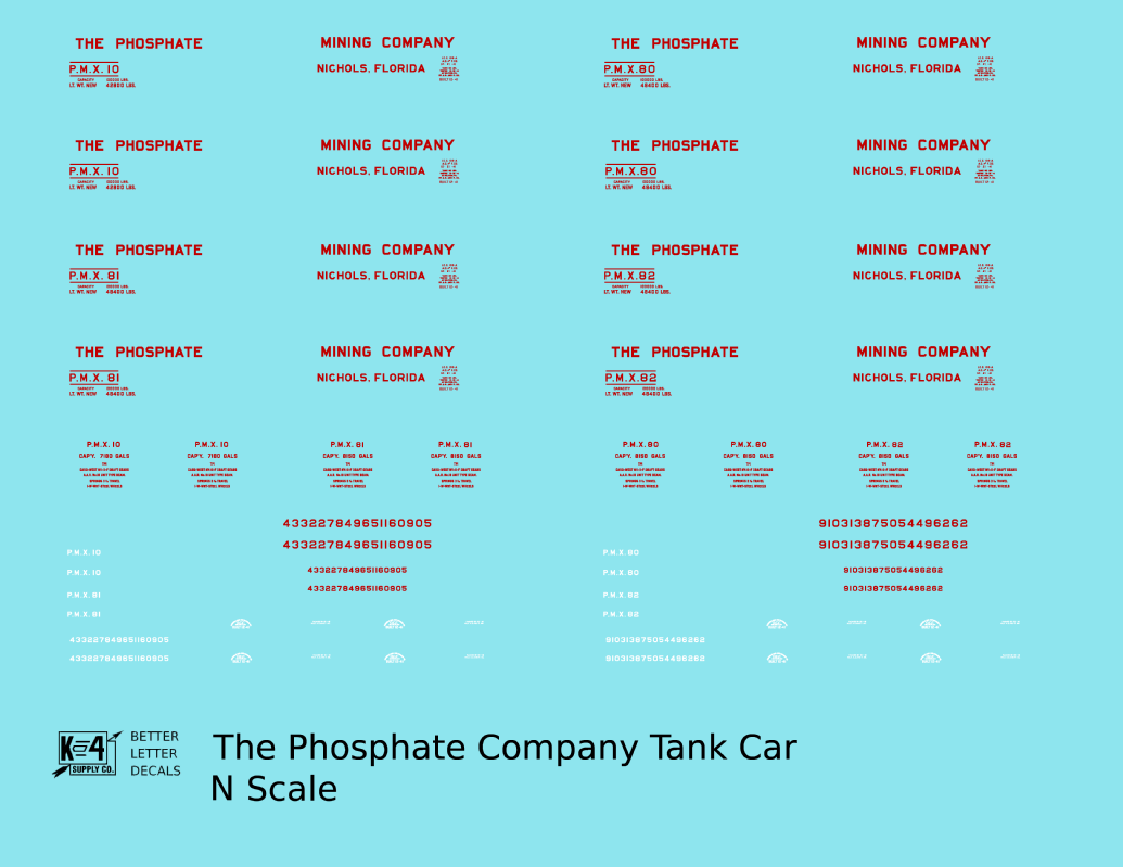 The Phosphate Mining Company Tank Car Red and White Nichols, Florida