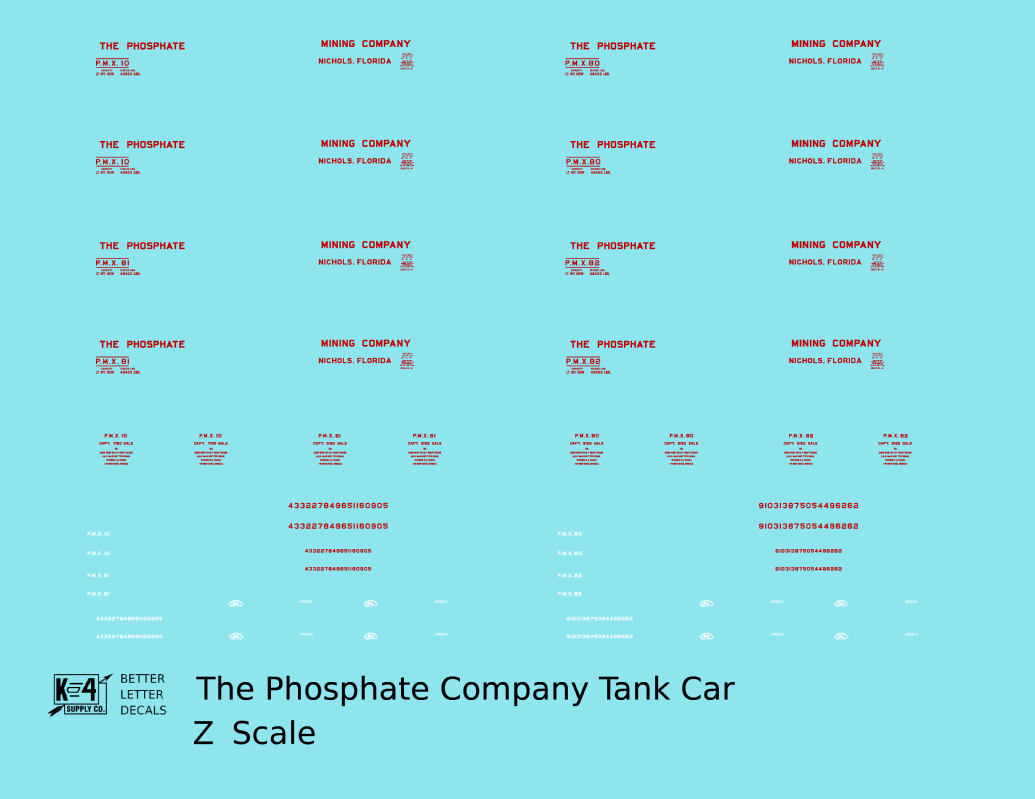 The Phosphate Mining Company Tank Car Red and White Nichols, Florida