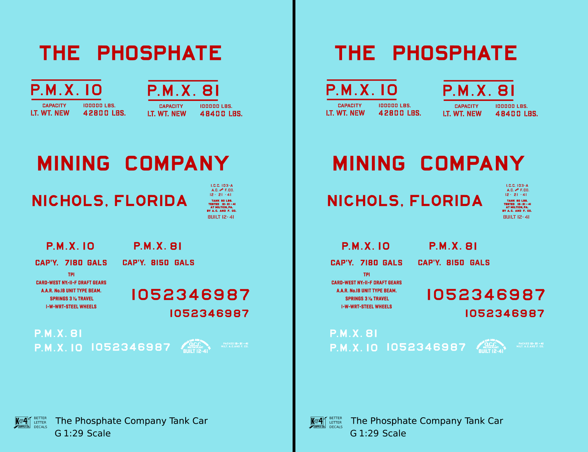The Phosphate Mining Company Tank Car Red and White Nichols, Florida