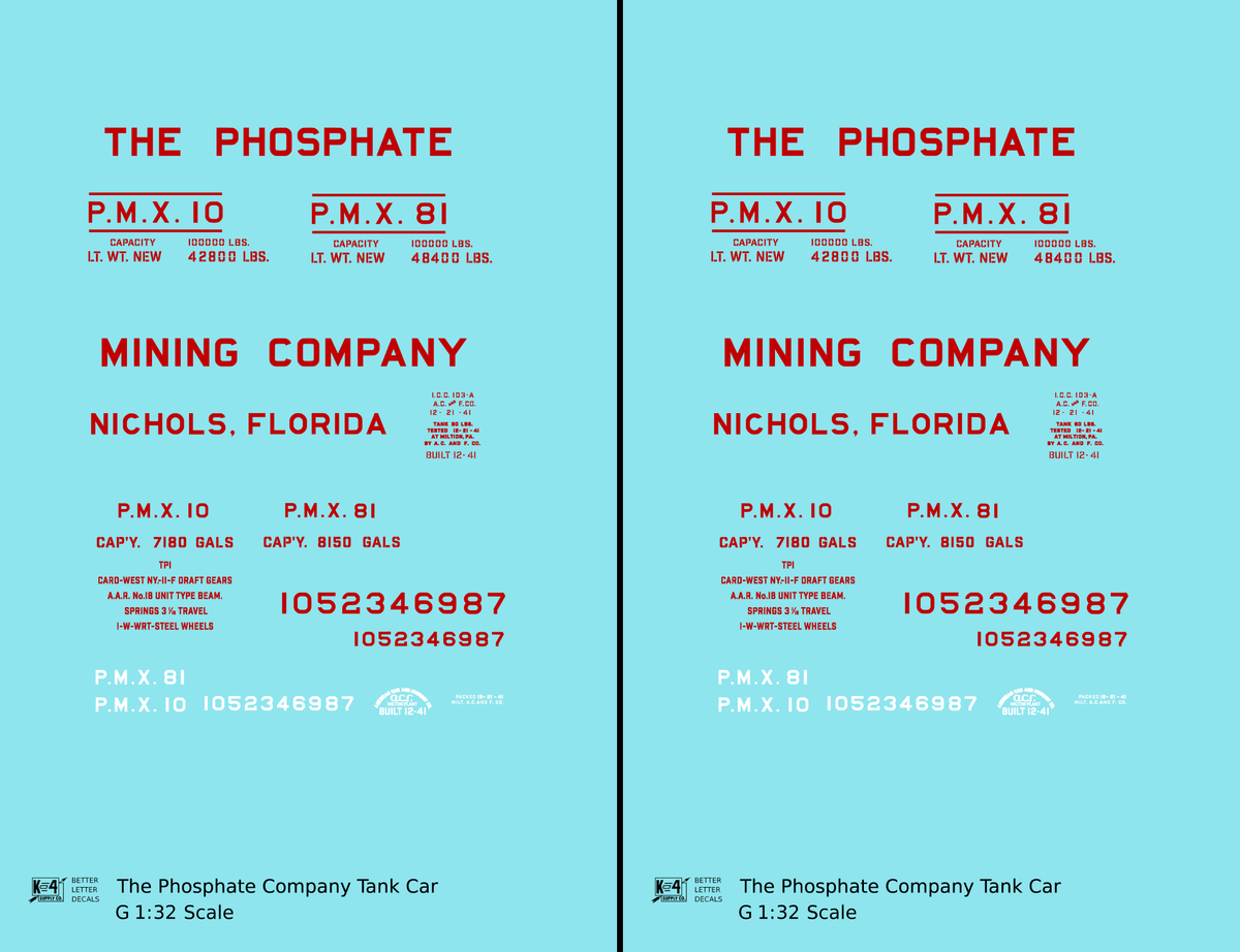 The Phosphate Mining Company Tank Car Red and White Nichols, Florida