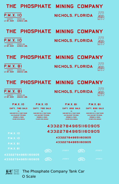 The Phosphate Mining Company Tank Car Red and White Nichols, Florida
