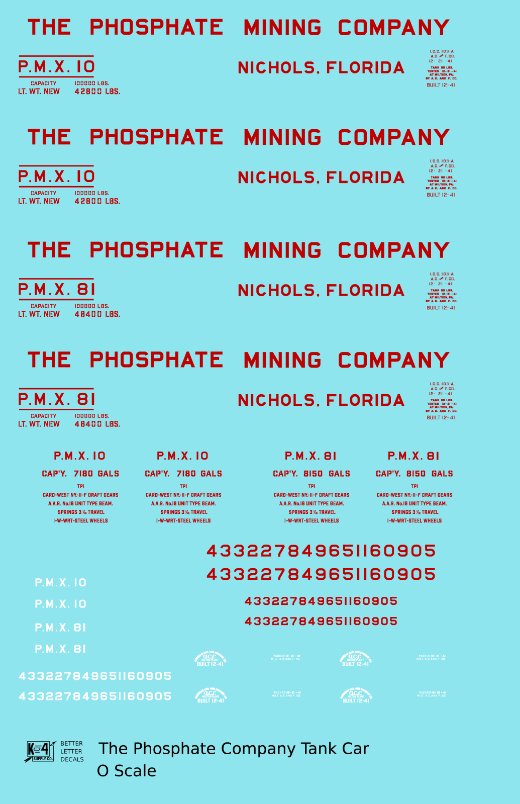 The Phosphate Mining Company Tank Car Red and White Nichols, Florida