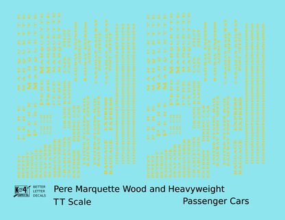 Pere Marquette Heavyweight Passenger Cars Dulux Gold  - Decal - Choose Scale