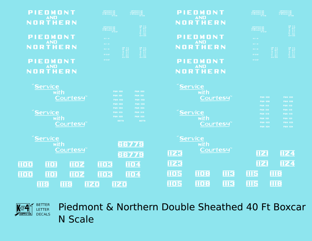 Piedmont and Northern 40 Ft Double Sheathed Boxcar White