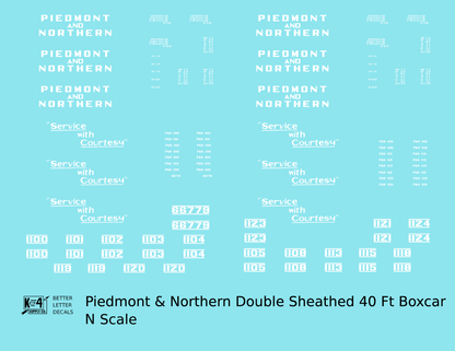 Piedmont and Northern 40 Ft Double Sheathed Boxcar White