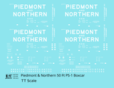 Piedmont & Northern 50 Ft PS1 Boxcar White  - Decal - Choose Scale