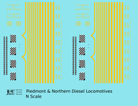 Piedmont and Northern ALCO Hood Diesel Or Switcher Yellow Small Lettering