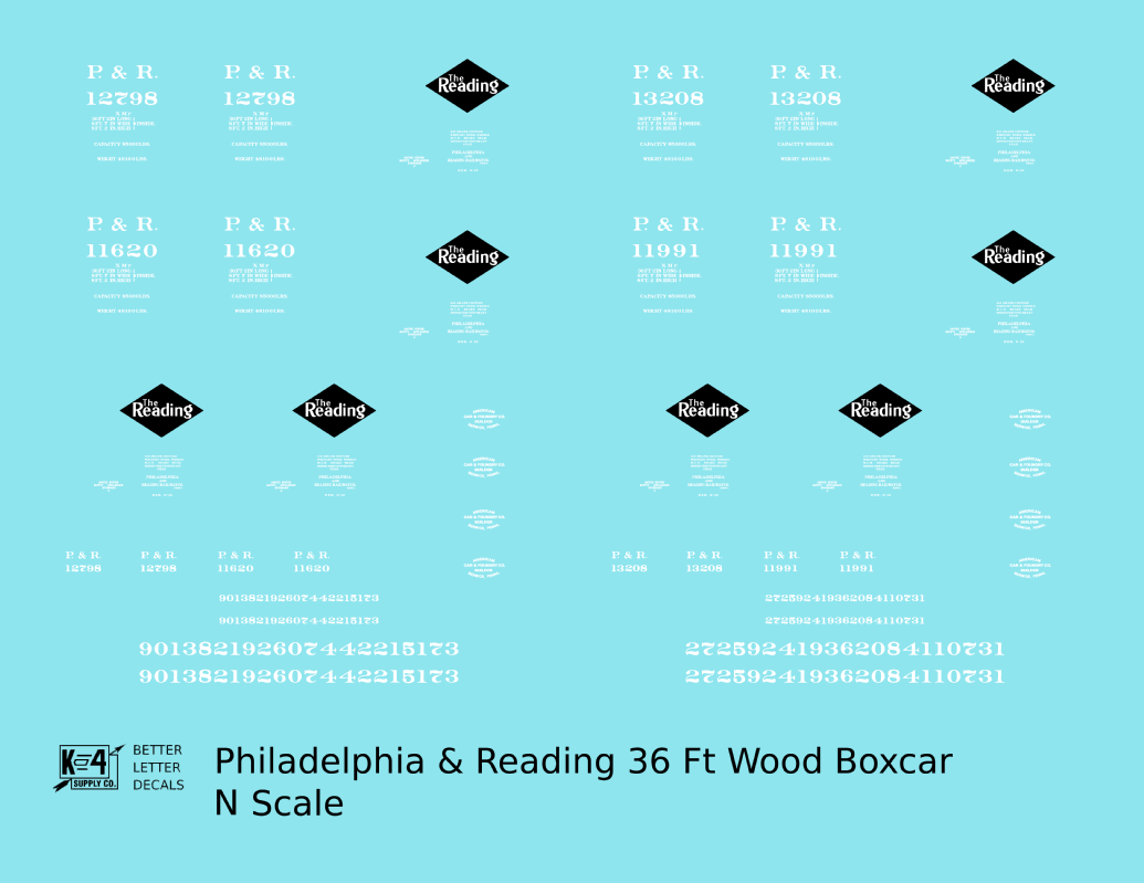 Philadelphia & Reading 36 Ft Wood Boxcar Black and White