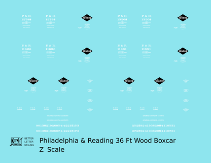 Philadelphia & Reading 36 Ft Wood Boxcar Black and White