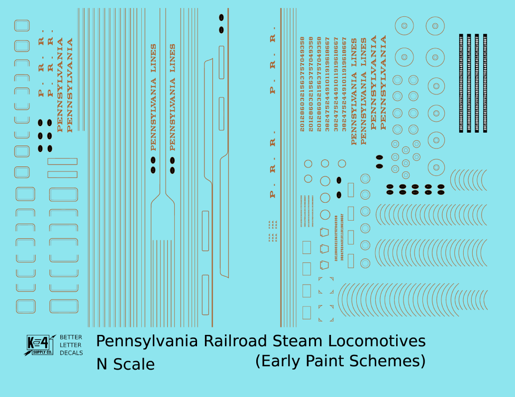 Pennsylvania Railroad Early Striped Steam Locomotive Gold and Silver