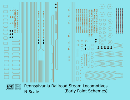 Pennsylvania Railroad Early Striped Steam Locomotive Gold and Silver