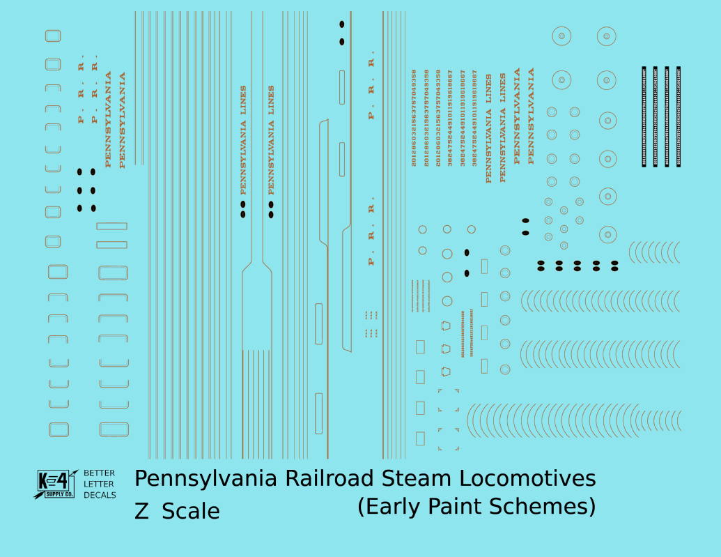 Pennsylvania Railroad Early Striped Steam Locomotive Gold and Silver