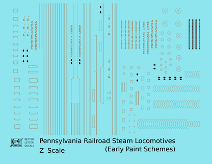 Pennsylvania Railroad Early Striped Steam Locomotive Gold and Silver