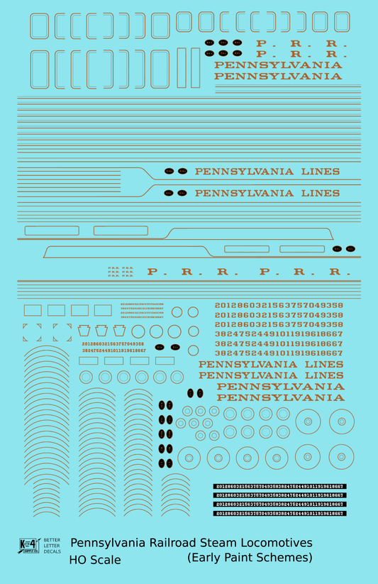 Pennsylvania Railroad Early Striped Steam Locomotive Gold and Silver