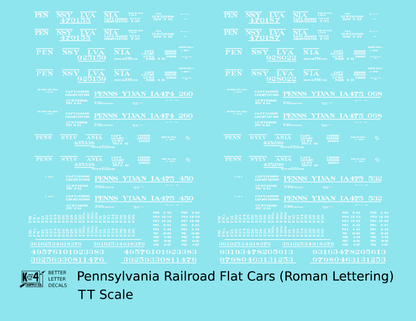 Pennsylvania Railroad F22, FM, F30 Flatcar White Roman Lettering