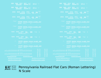 Pennsylvania Railroad F22, FM, F30 Flatcar White Roman Lettering