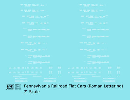Pennsylvania Railroad F22, FM, F30 Flatcar White Roman Lettering