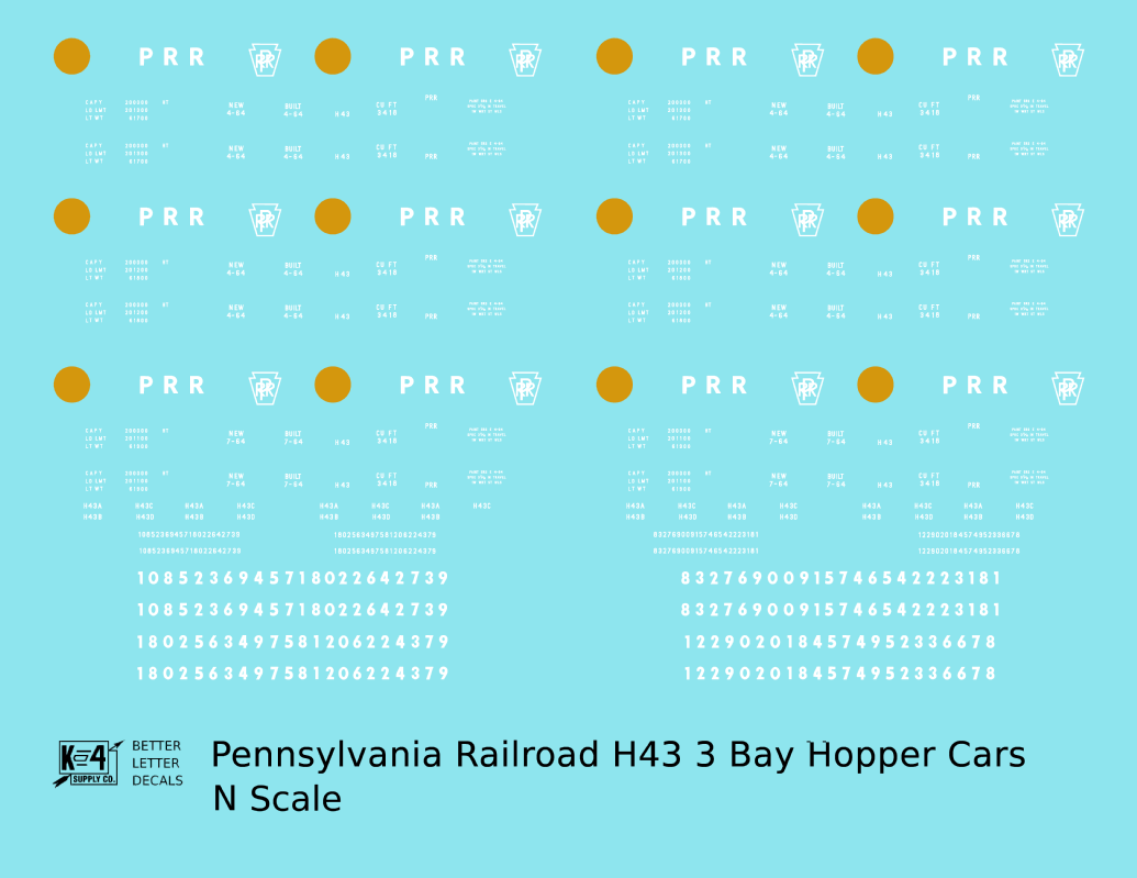 Pennsylvania Railroad PRR H43 3 Bay Hopper White Late Scheme