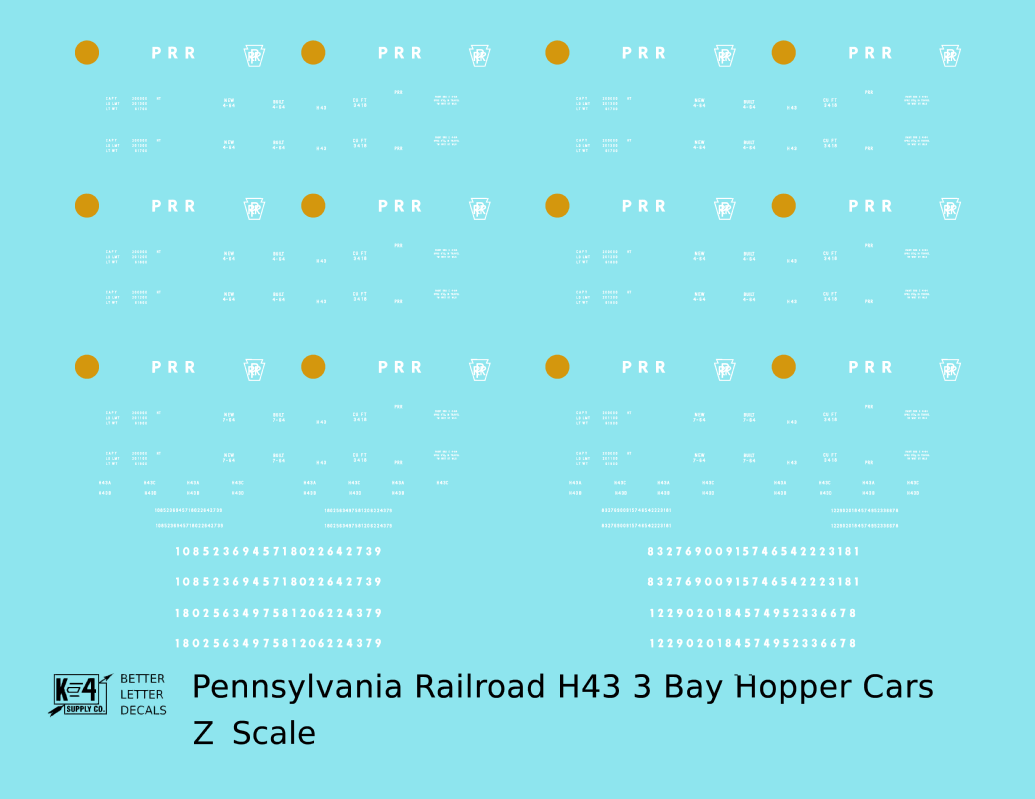 Pennsylvania Railroad PRR H43 3 Bay Hopper White Late Scheme