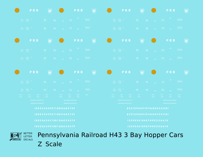 Pennsylvania Railroad PRR H43 3 Bay Hopper White Late Scheme