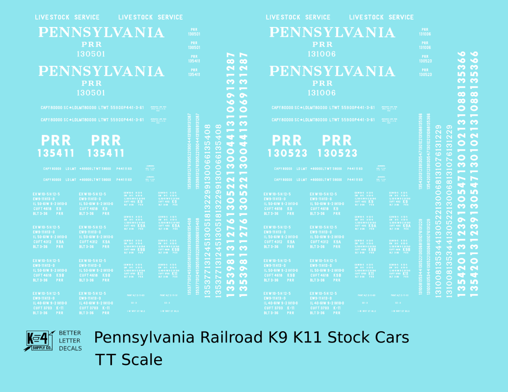 Pennsylvania Railroad K9, K11 Stock Car White