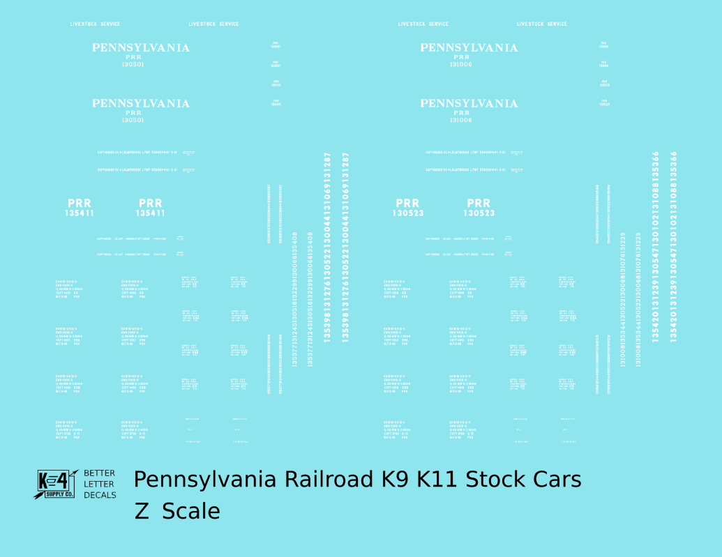 Pennsylvania Railroad K9, K11 Stock Car White