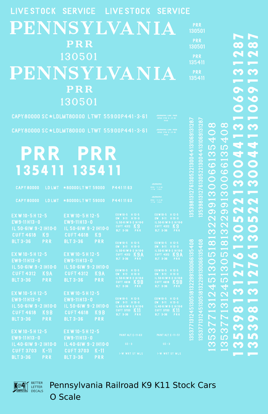 Pennsylvania Railroad K9, K11 Stock Car White