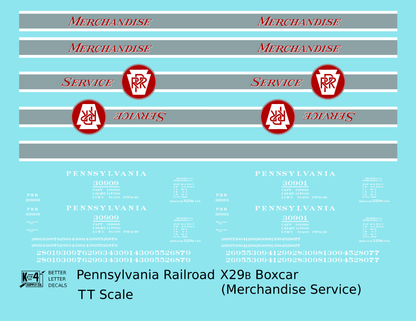 Pennsylvania Railroad 40 Ft Merchandise Service Boxcar Red ,Silver and White
