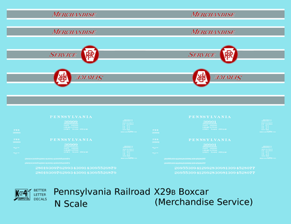 Pennsylvania Railroad 40 Ft Merchandise Service Boxcar Red ,Silver and White