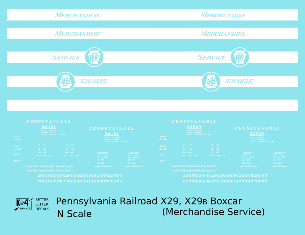 Pennsylvania Railroad 40 Ft Merchandise Service Boxcar White All White