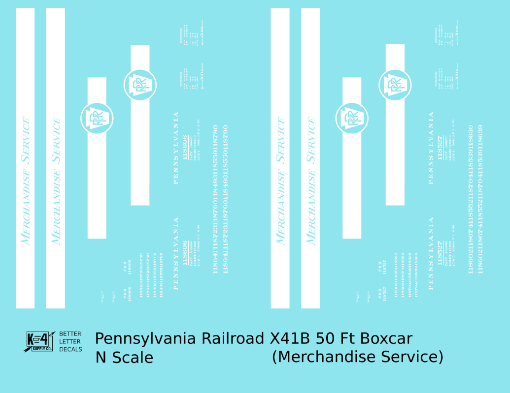 Pennsylvania Railroad 50 Ft Merchandise Service Boxcar White All White